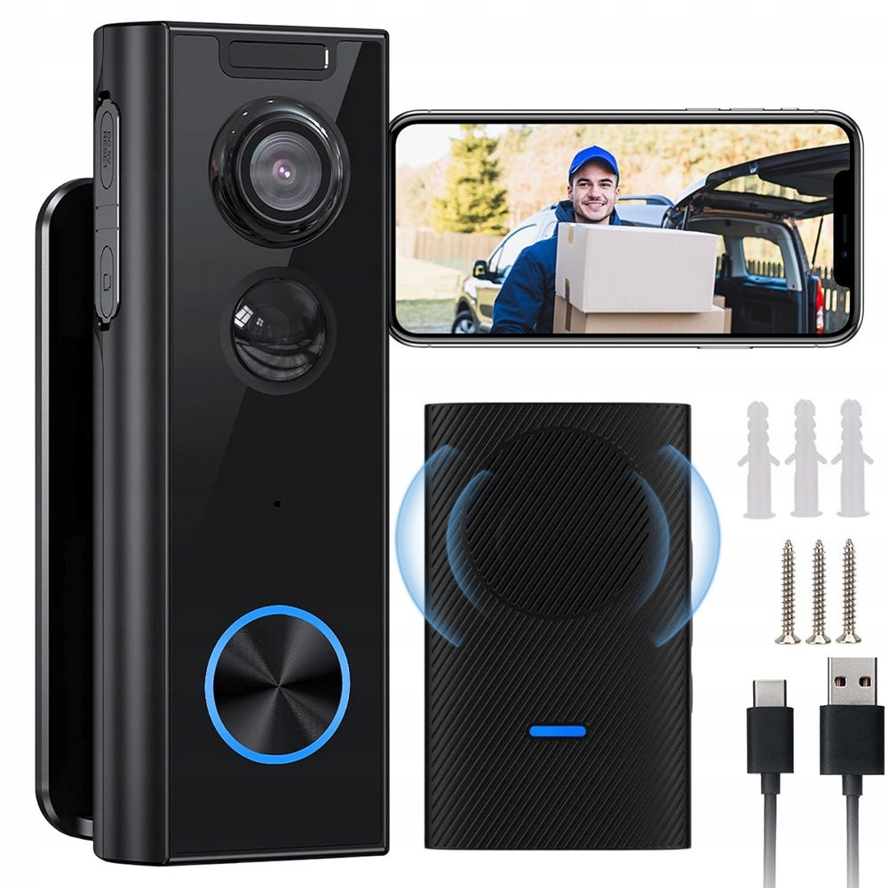 Bezdrátový Zvonek S Kamerou Do Dveří Brány Smart Dálkový Náhled Wifi