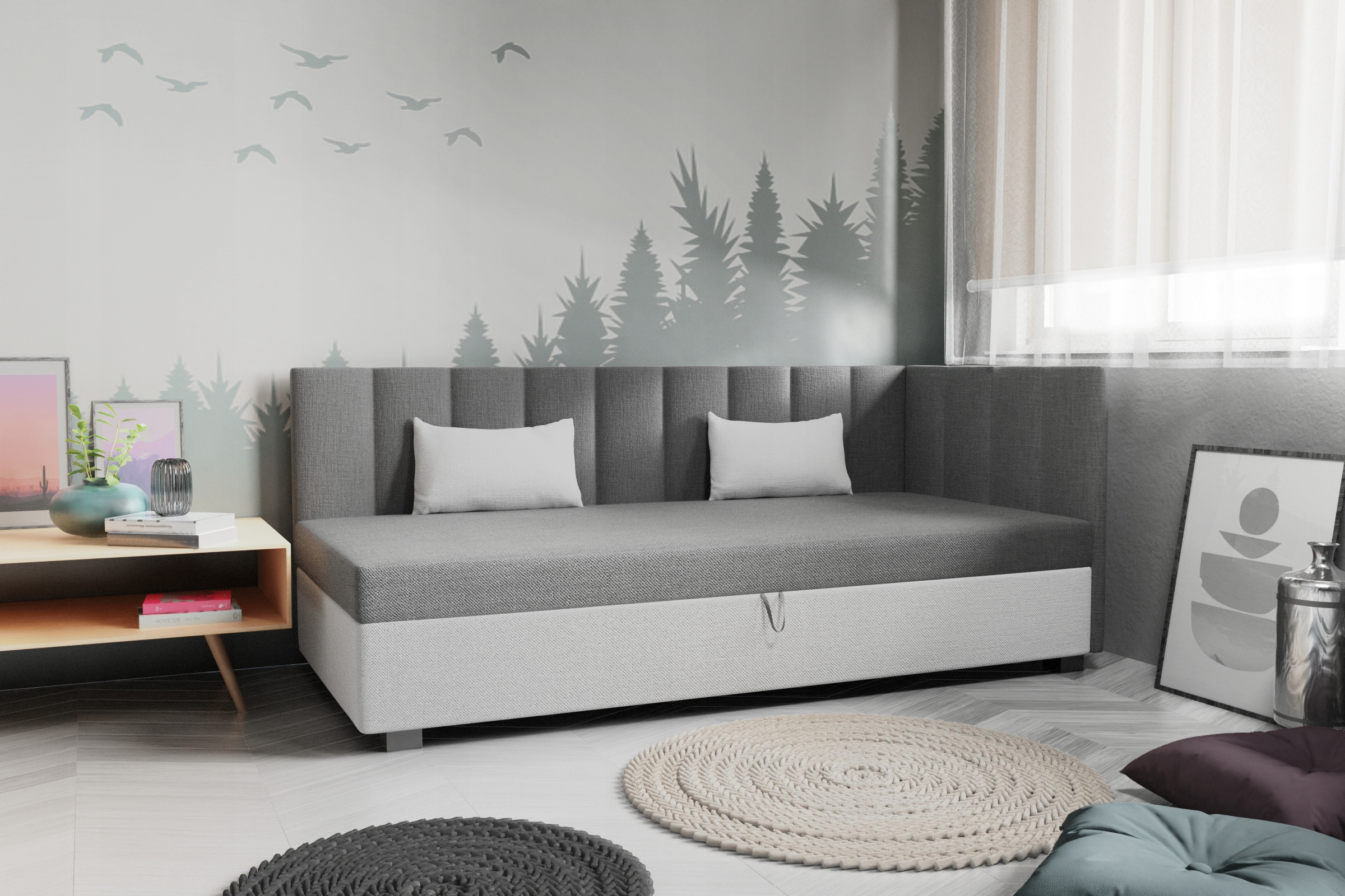 

Tapczan jednoosobowy łóżko Paula 80 poduszki