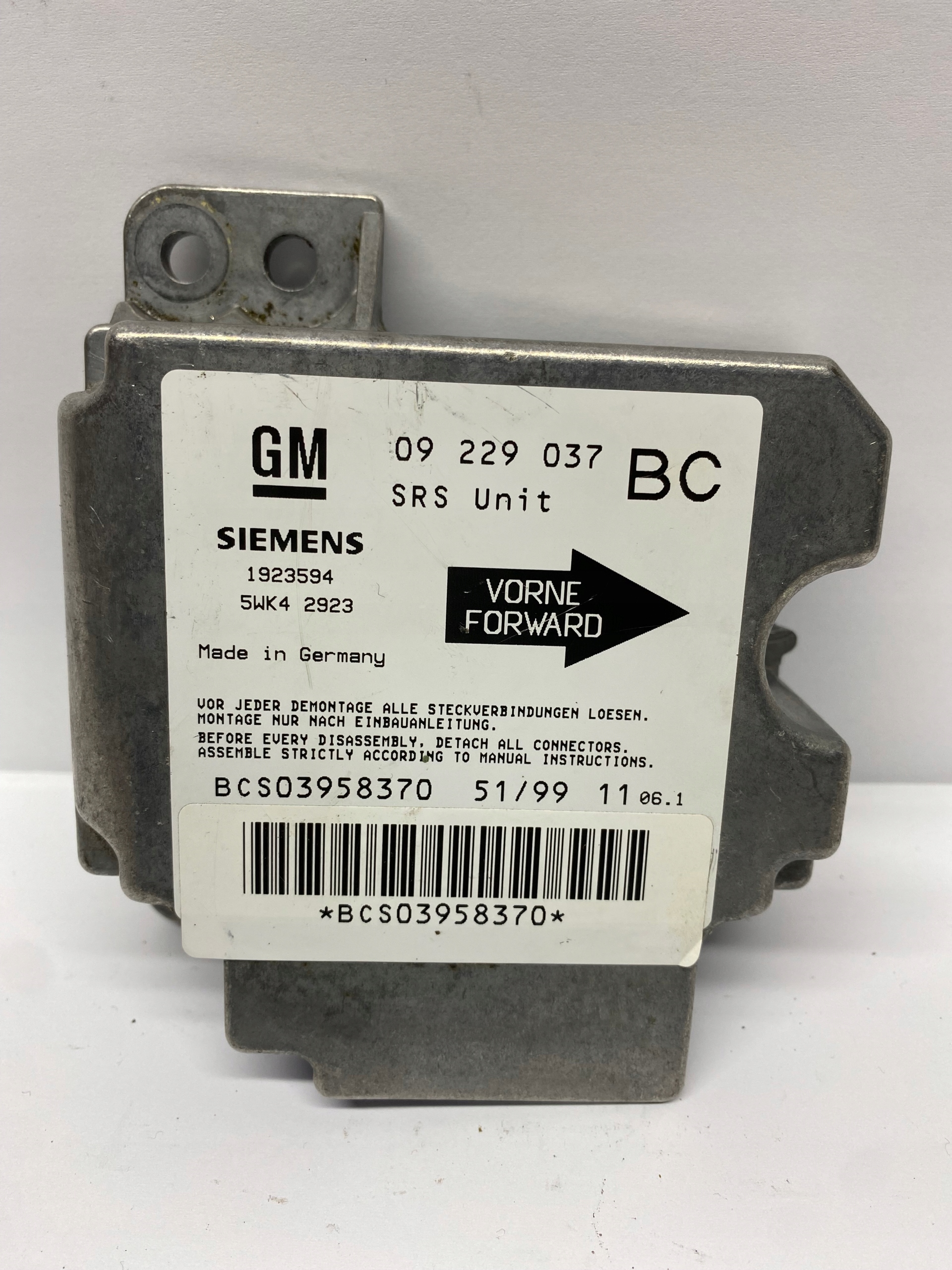 ASTRA 2 G SENSOR sensor airbag 09229037 BC