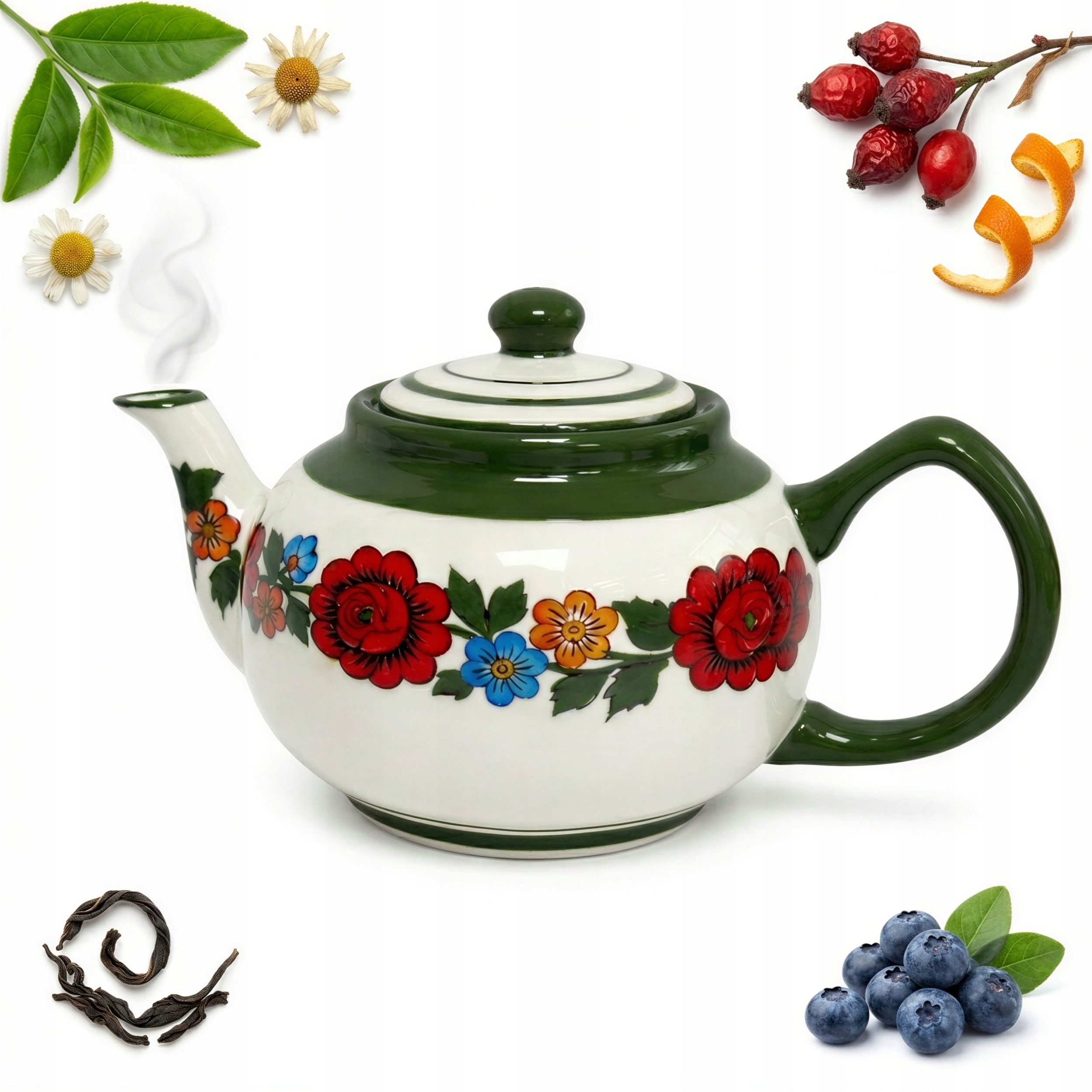 Konvička Na Čaj Keramická Spařovací Jednotka Na Bylinky, Ručně Malované Květiny