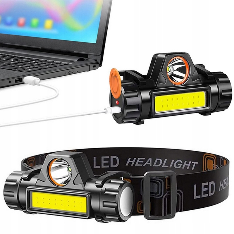 LATARKA CZOŁOWA 4w1 CZOŁÓWKA LAMPKA LED REFLEKTOR Z MAGNESEM I AKUMULATOREM Marka inna marka