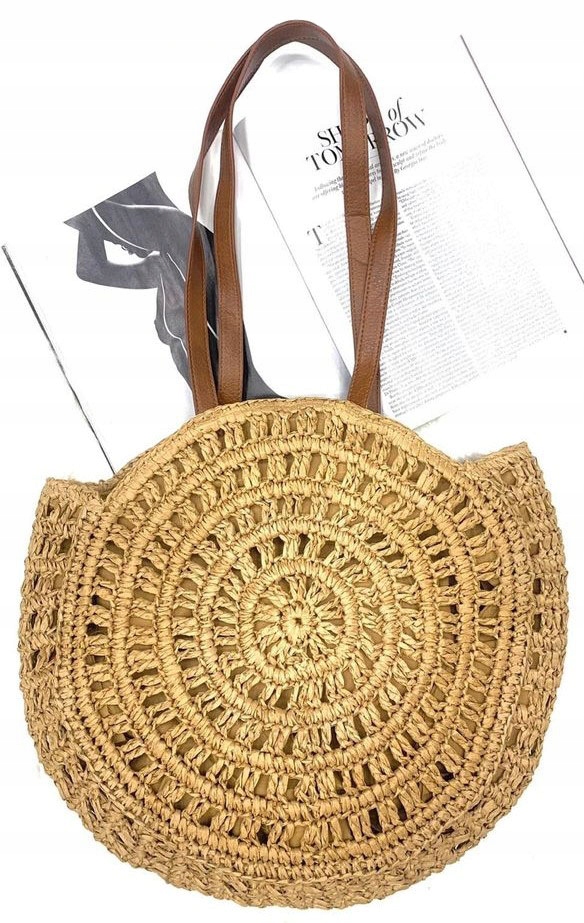 TOREBKA KOSZYK TORBA na RAMIĘ PLECIONA SHOPPER BAG Wzór dominujący bez wzoru