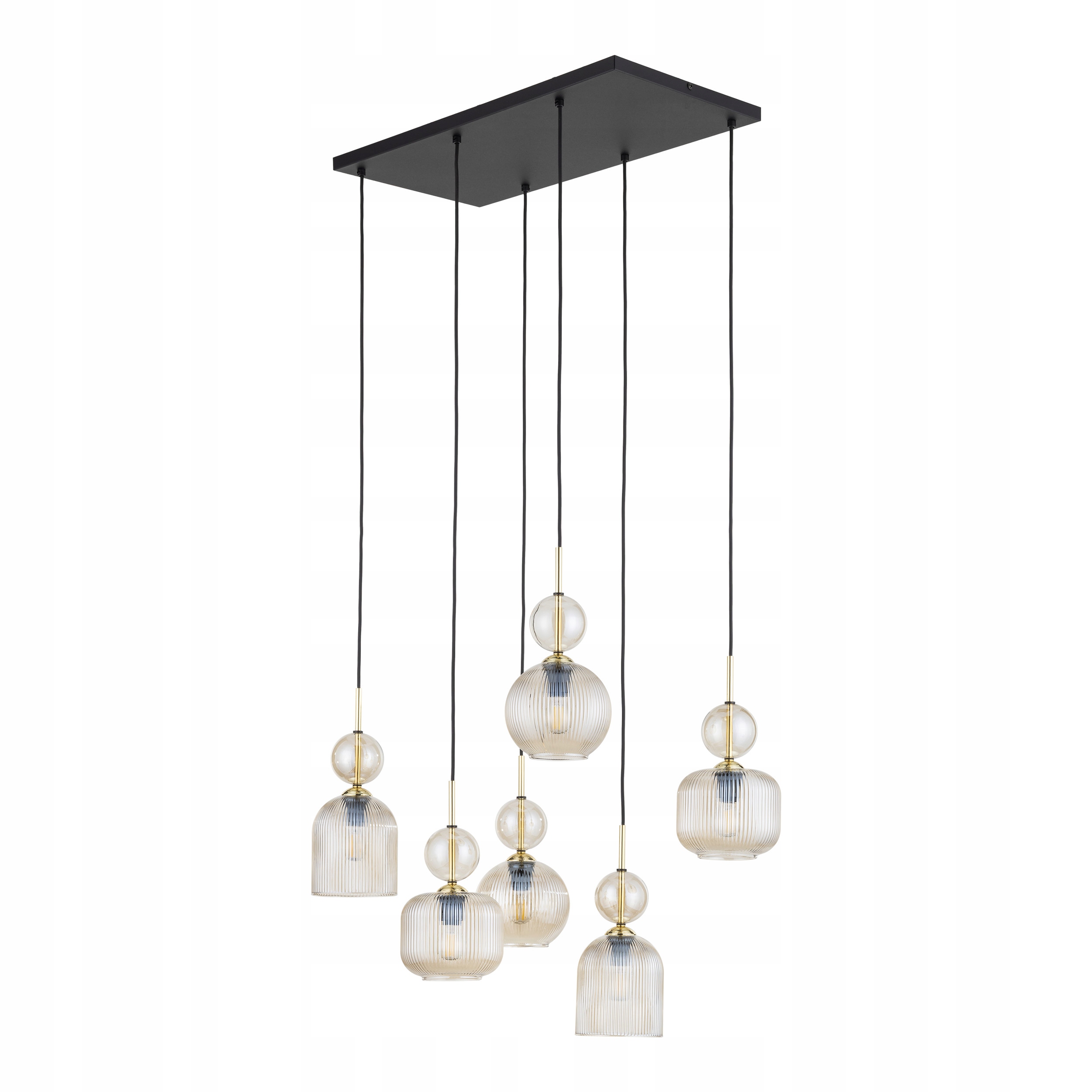 Závesná sklenená lampa Sophia Cognac 6XE14