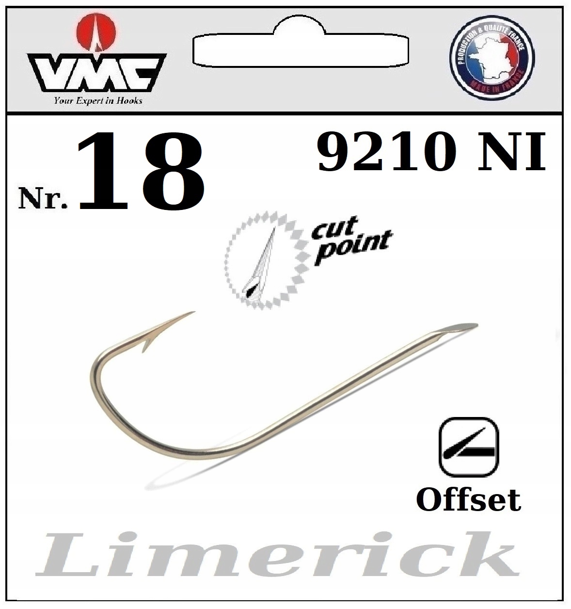Haczyk VMC 9210NI Nr.18 Limerick Offset Silver Ground & Float & Pole 10szt.