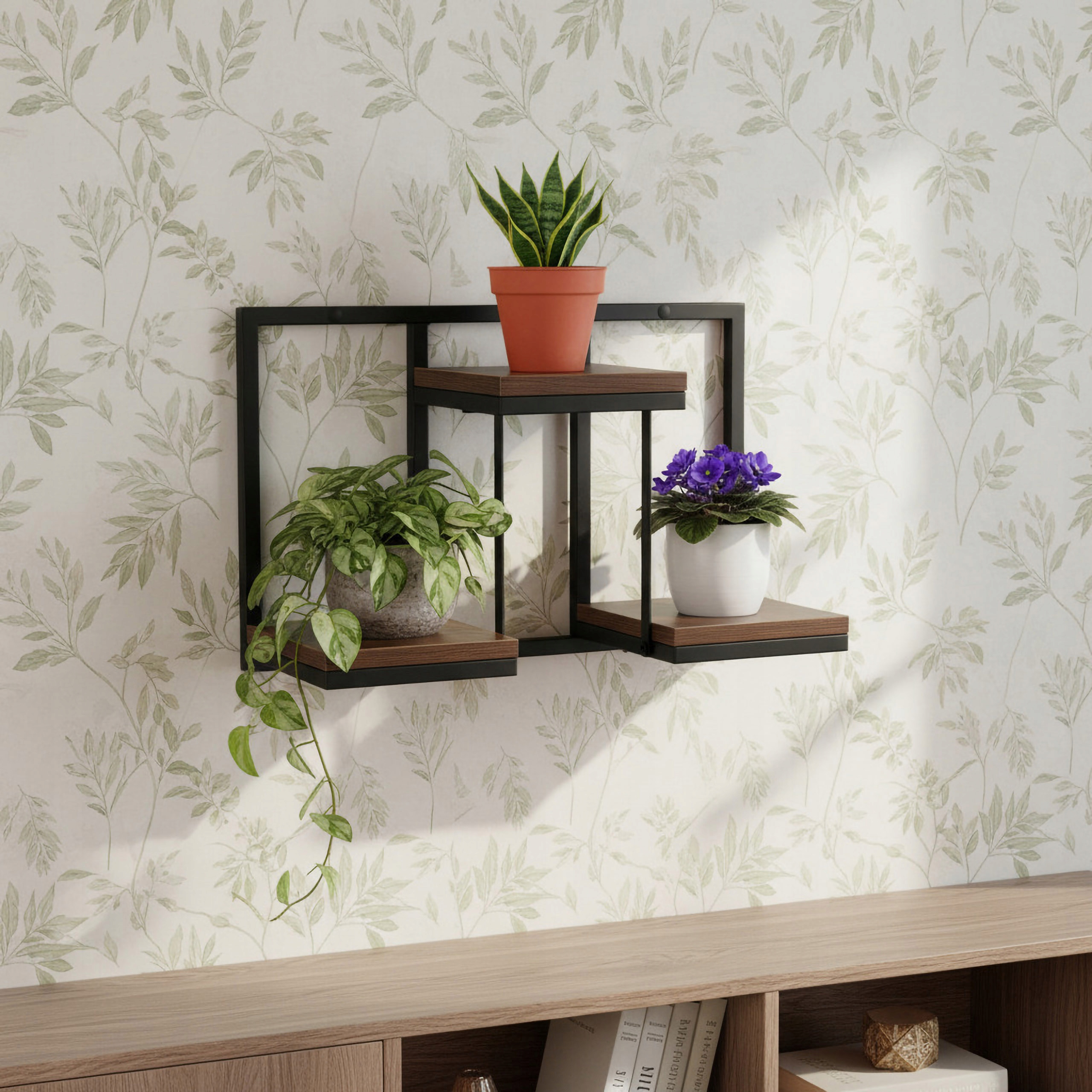 Držák Na Květináč Stojící Loft Kovový Industriální Police Na Květiny Rustic Dub