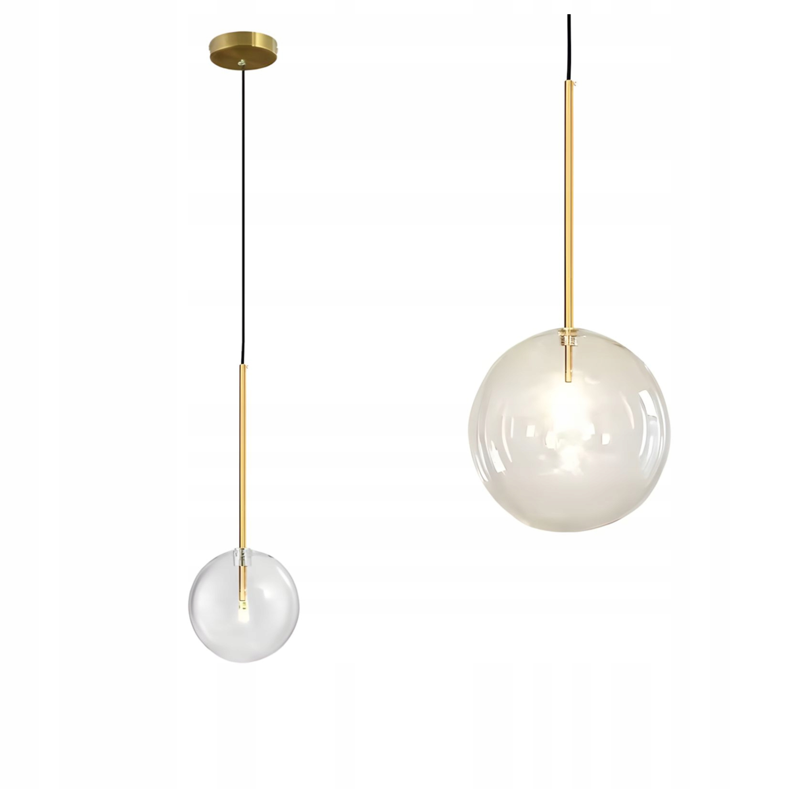 Lampa Sufitowa Wisząca Złota Szklana Transparentna Kula 20 cm Gold G4