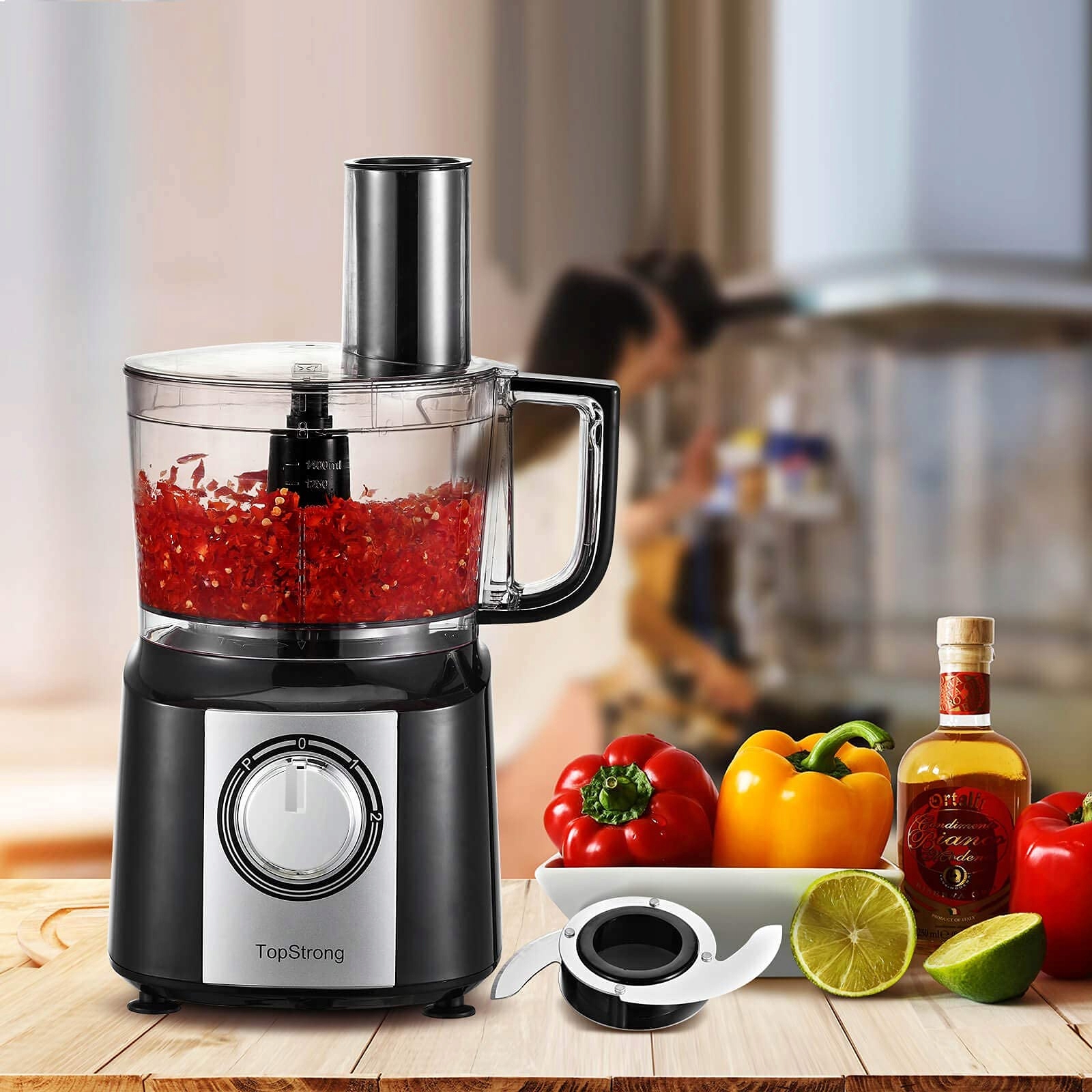 TOPSTRONG Robot Kuchenny 800W 2L Malakser Z Trzema Tarcza Do Krojenia — miniatura 5