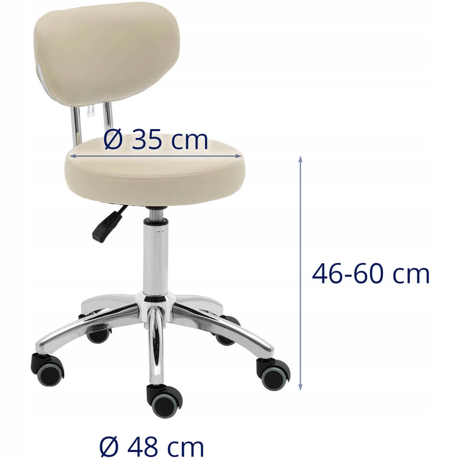 Křeslo Do Kosmetického Salonu Na Kolečkách S Opěradlem 46-60 CM, 5 Koleček