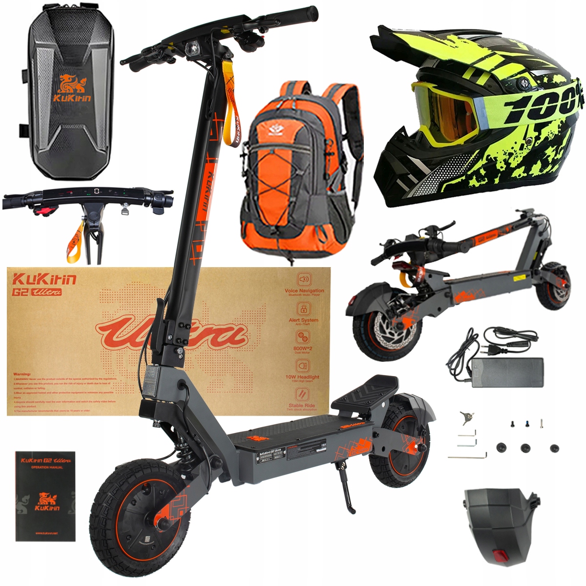 Kukirin G2 Ultra elektrické vozidlo 2000W 55km/h 55KM 48V18Ah 10" dárky