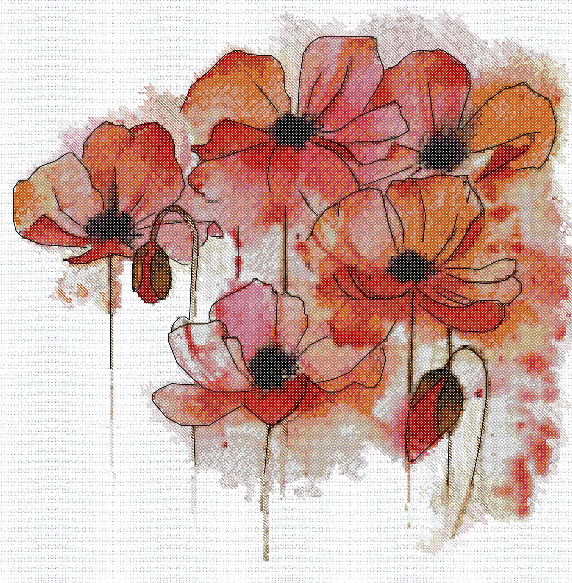 Sada křížkového stehu "Watercolor fantasy" výšivka