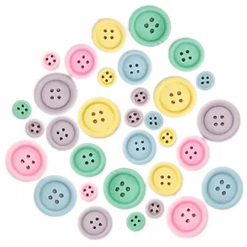 Guziki drewniane mix 30 szt pastelowe dpCraft naturalne pastel scrapbooking