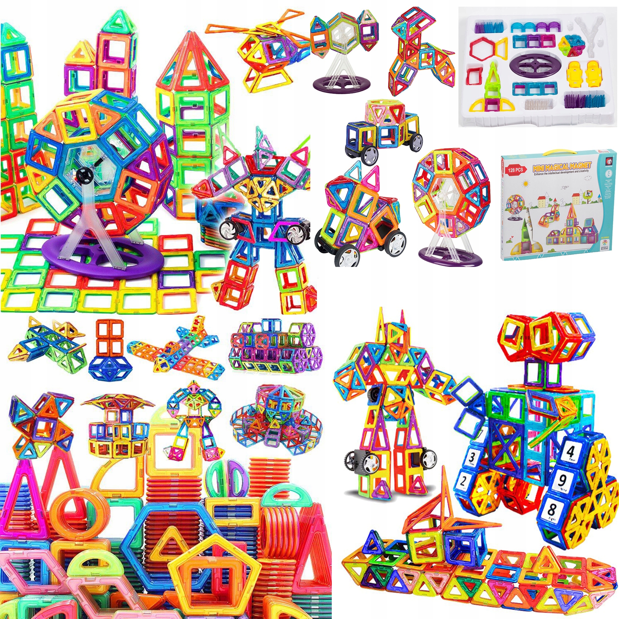 MAGNETYCZNE KLOCKI NEODYMOWE MAGNES KLOCKI MONSTRUKCYJNE MAGNETIC 128 el