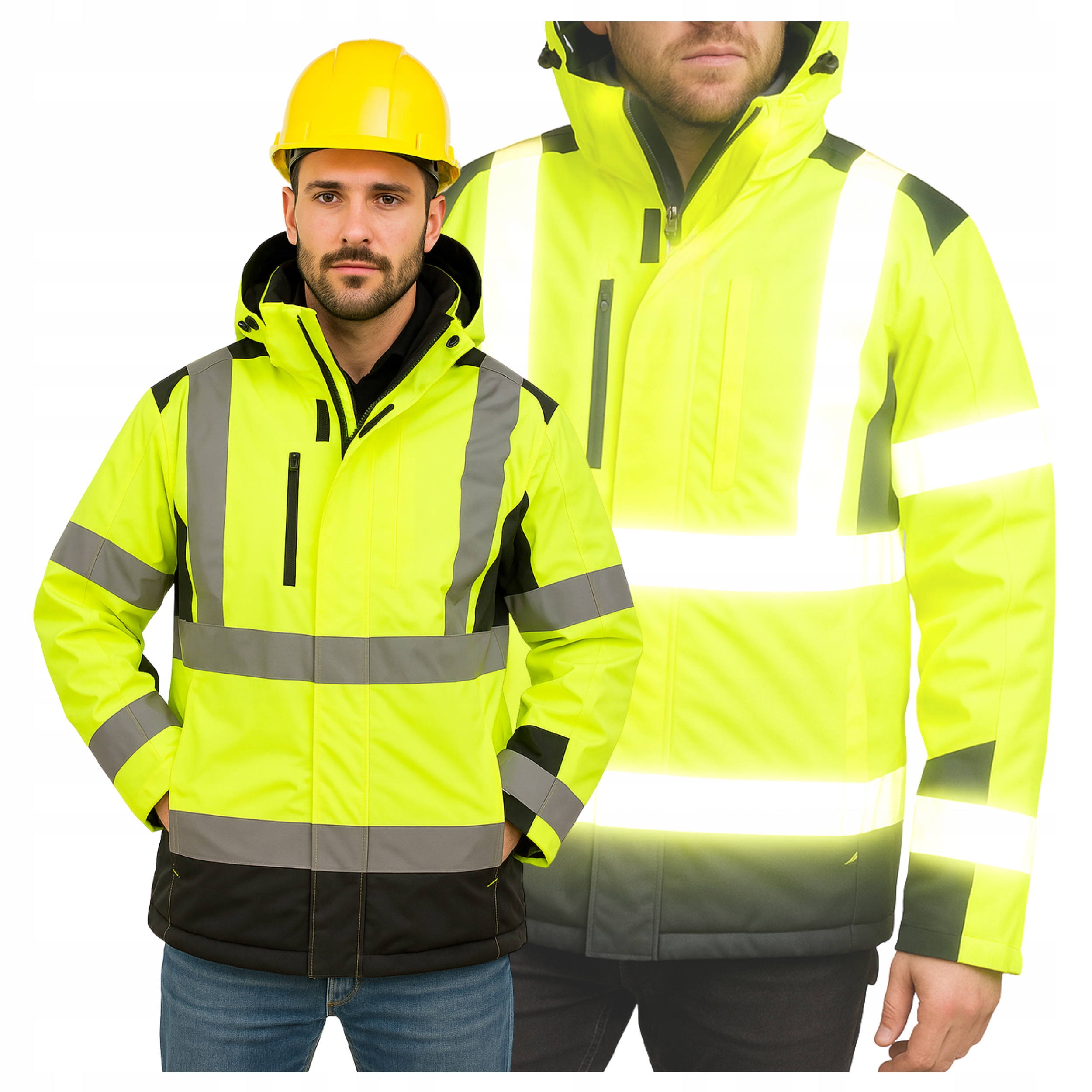 Zimní Bunda pánská pracovní Reflexní, zateplená, Voděodolná, žlutá Bozp