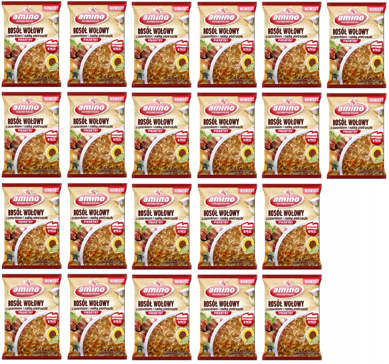 Levně 22 x 60 g Amino Hovězí vývar s česnekem a petrželkou Karton