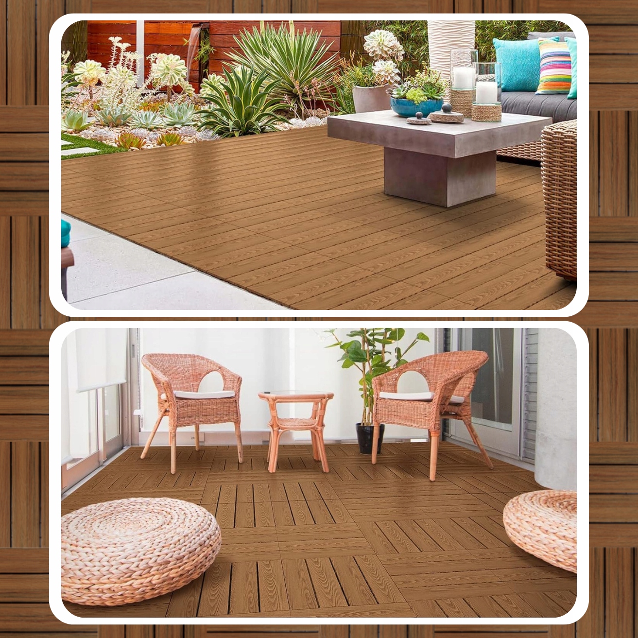 PODEST TARASOWY KOMPOZYTOWY PODŁOGA NA TARAS DREWNO BRĄZOWE 30x30x2,5cm Długość 0.3 m