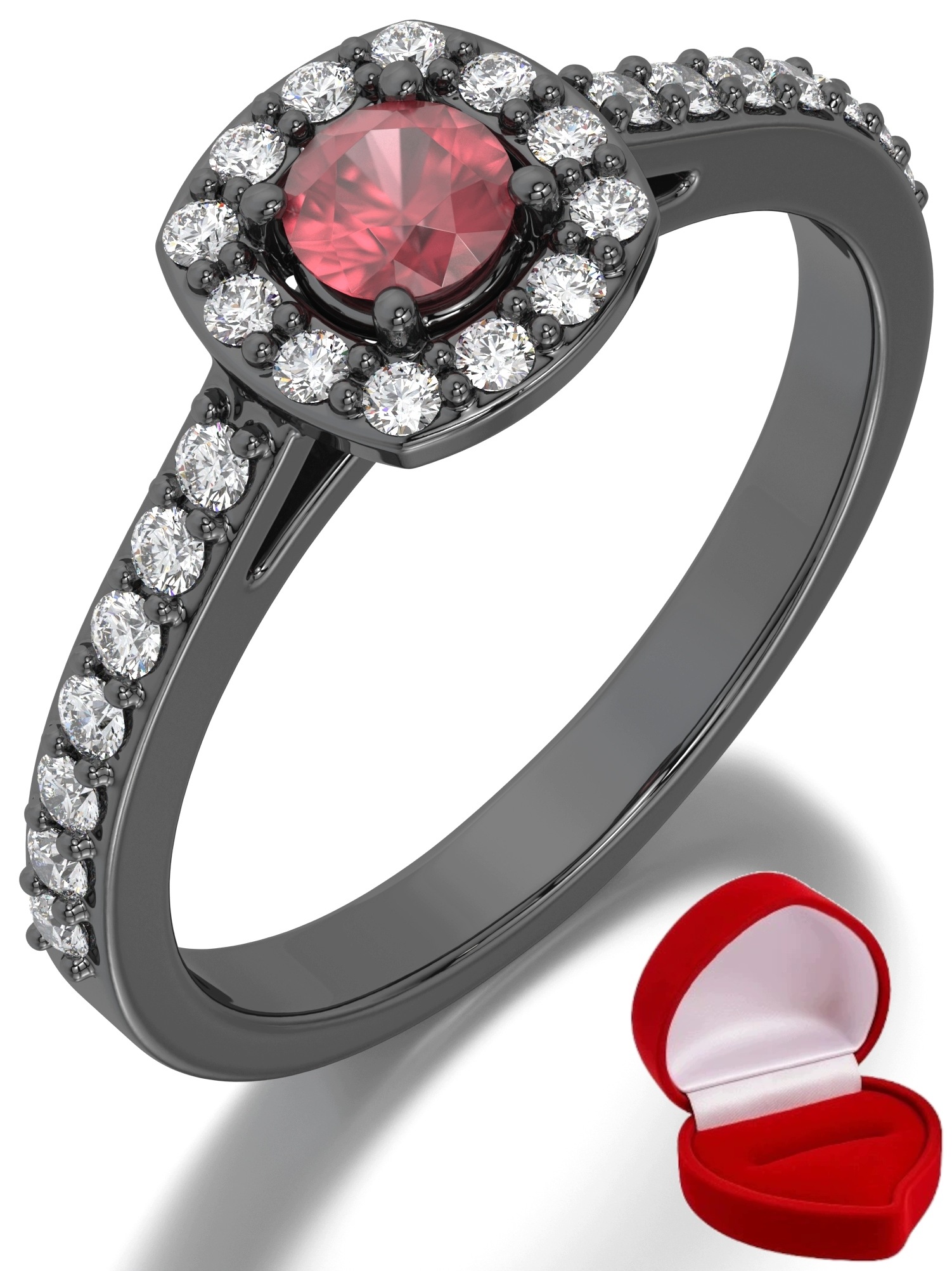 Zlatý Prstýnek 585 14k Rubín 0,19 ct Černé Zlato R18