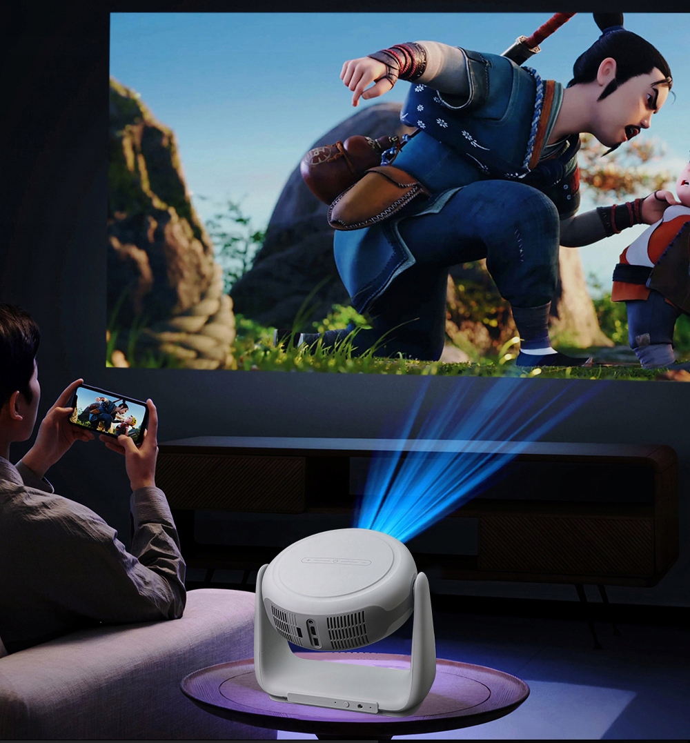 PRZENOŚNY PROJEKTOR RZUTNIK OBROTOWY ANDROID FULLHD AUTOKEYSTONE AKUMULATOR Kontrast (x:1) 2000