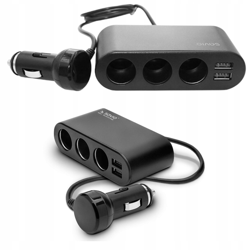 Rozdzielacz gniazda zapalniczki rozgałęźnik Savio SA-024 3 2 Usb 12V 24V