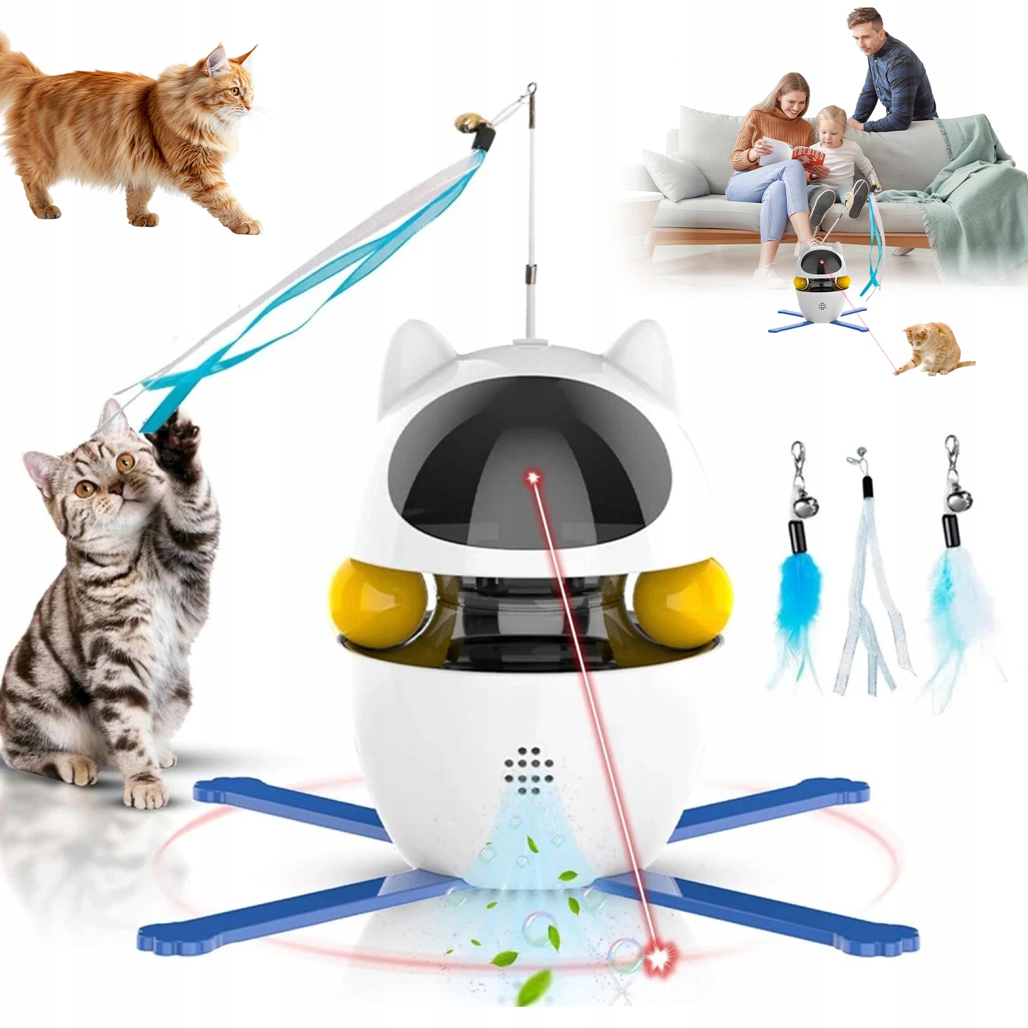 Levně Interaktivní Automatická Hračka Pro Kočky Hračka S Perem, Laserem, Míčem