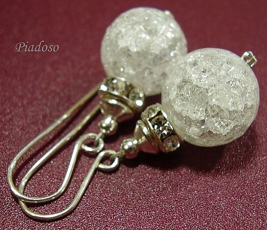 Krystaly Náušnice Ledový kámen Stříbro