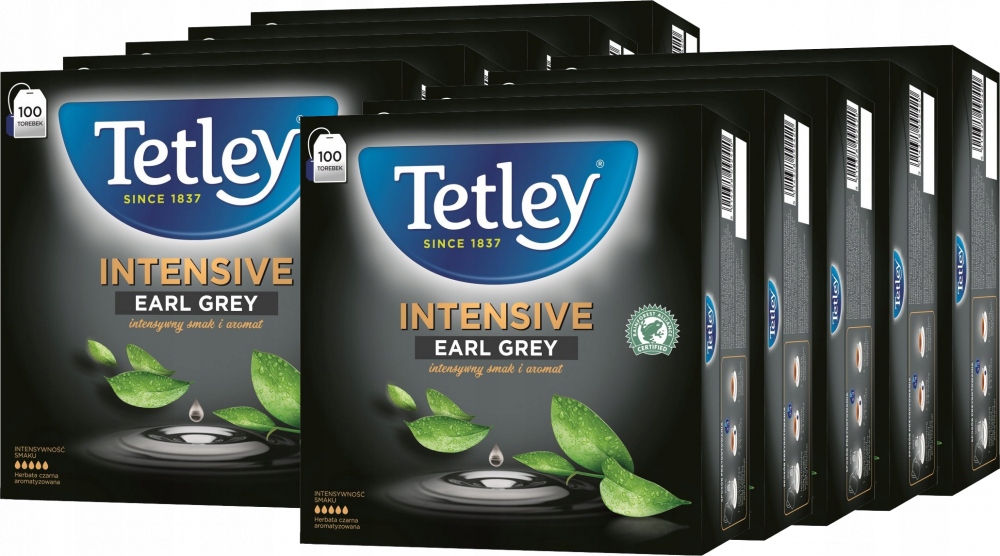 Tetley herbata czarna Intensive Earl Grey 100 Torebek x10