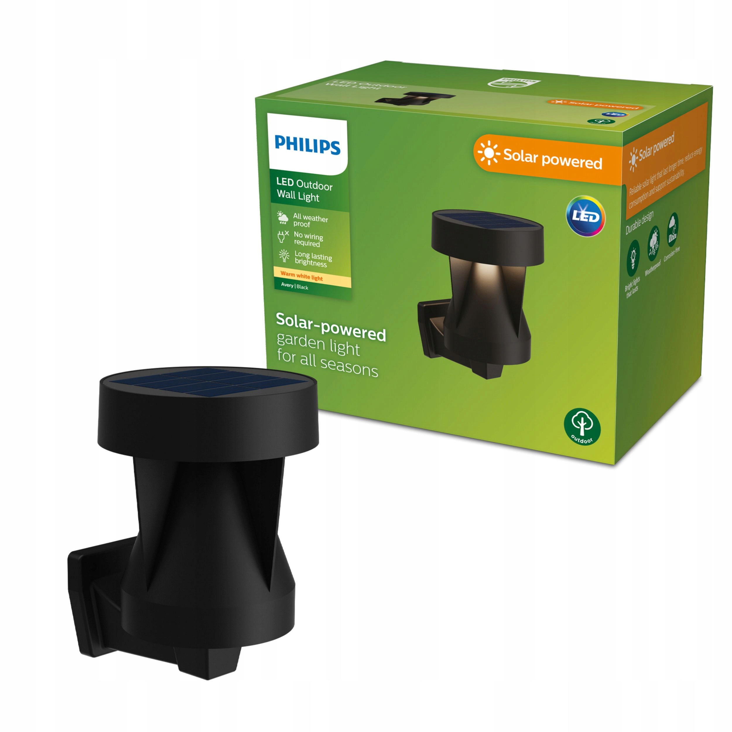 Zahradní nástěnné svítidlo Solární Lampa Led 1.8W se senzorem soumraku Philips