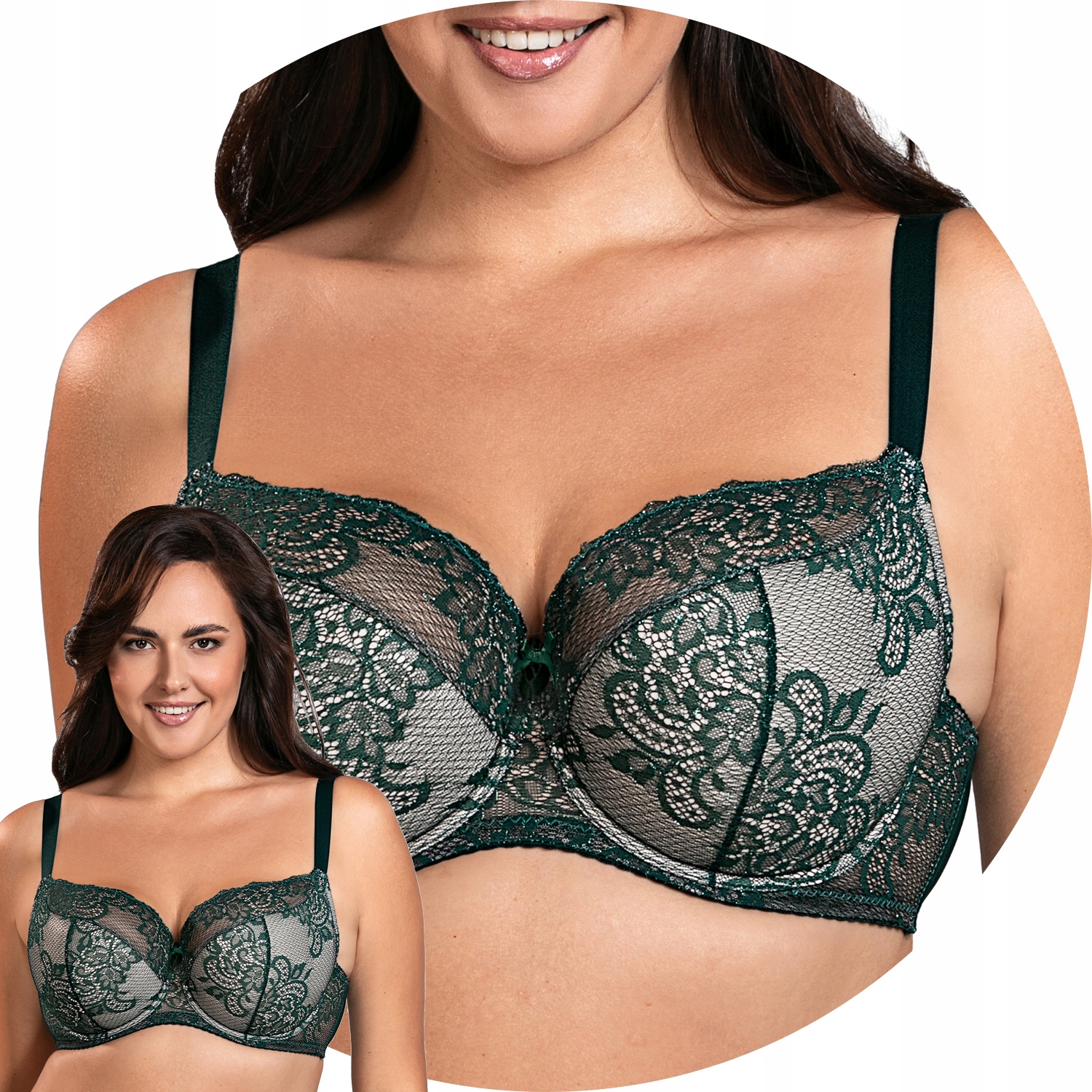 Vivisence 1045 zielony koronka Biustonosz półusztywniany 100E Semi Soft