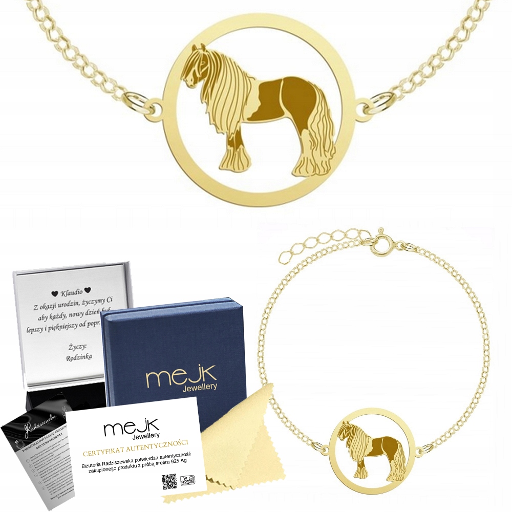Zlatý náramek s Vannerem Cikánský kůň 925 Řetízek Šperky Gravírování