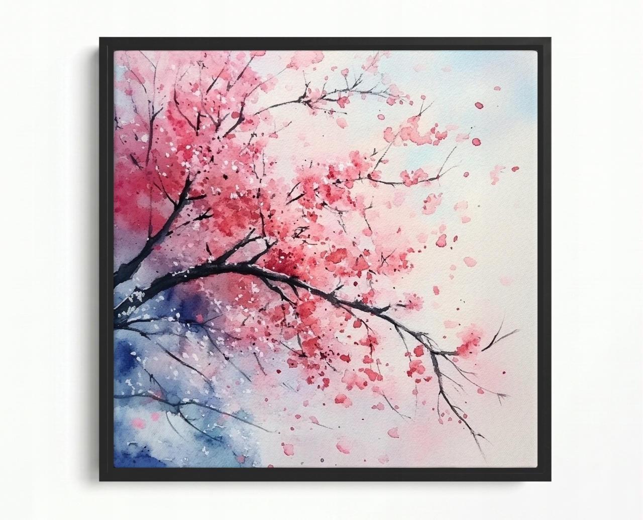 Obraz Rám Americký Box Akvarel Asie Japonsko Orient Višeň Sakura 40x40