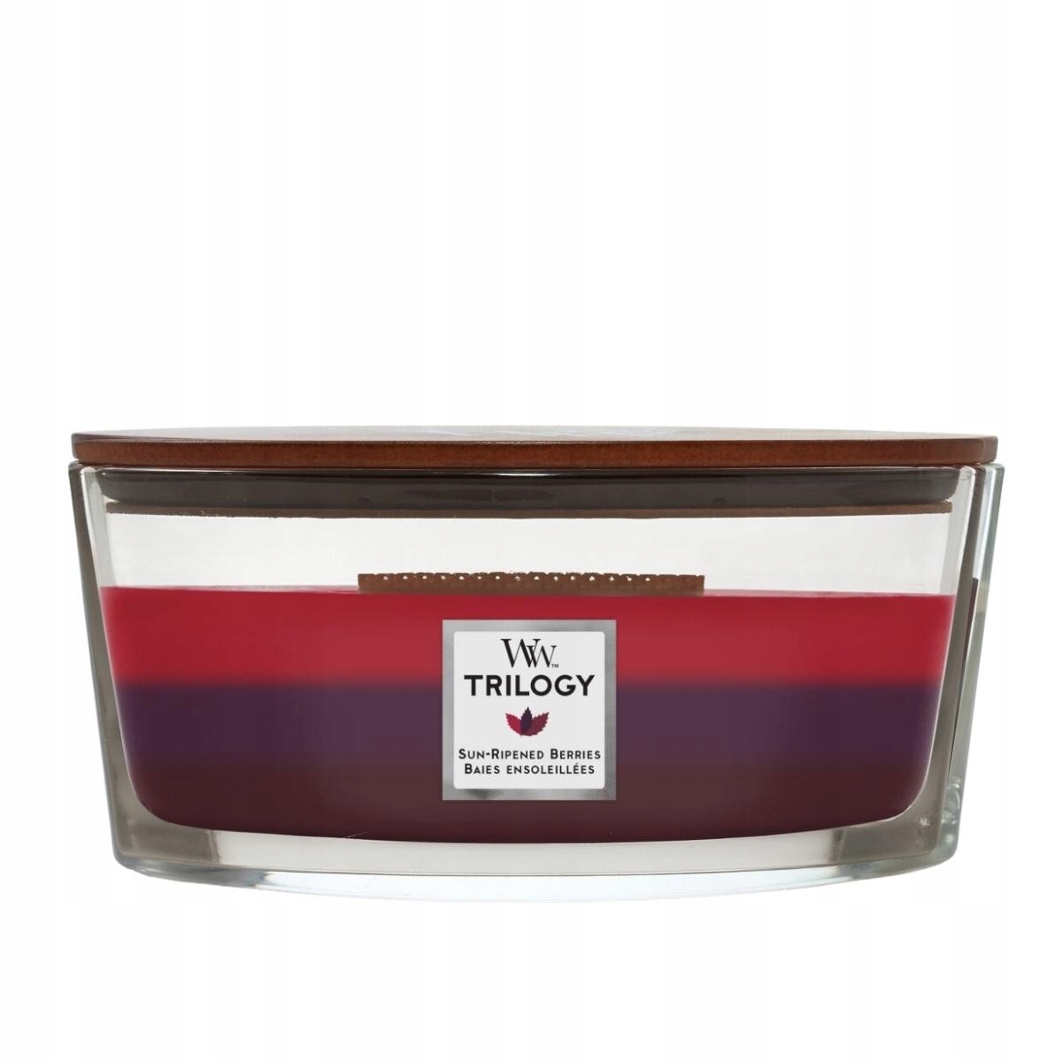 WoodWick Trilogy Sun Ripened Berries elipsa 453 g dřevěný knot