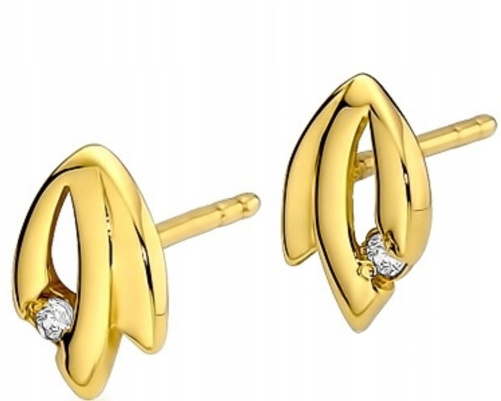 Zlaté náušnice s brilianty 0,03 ct, tyčinky, šrouby