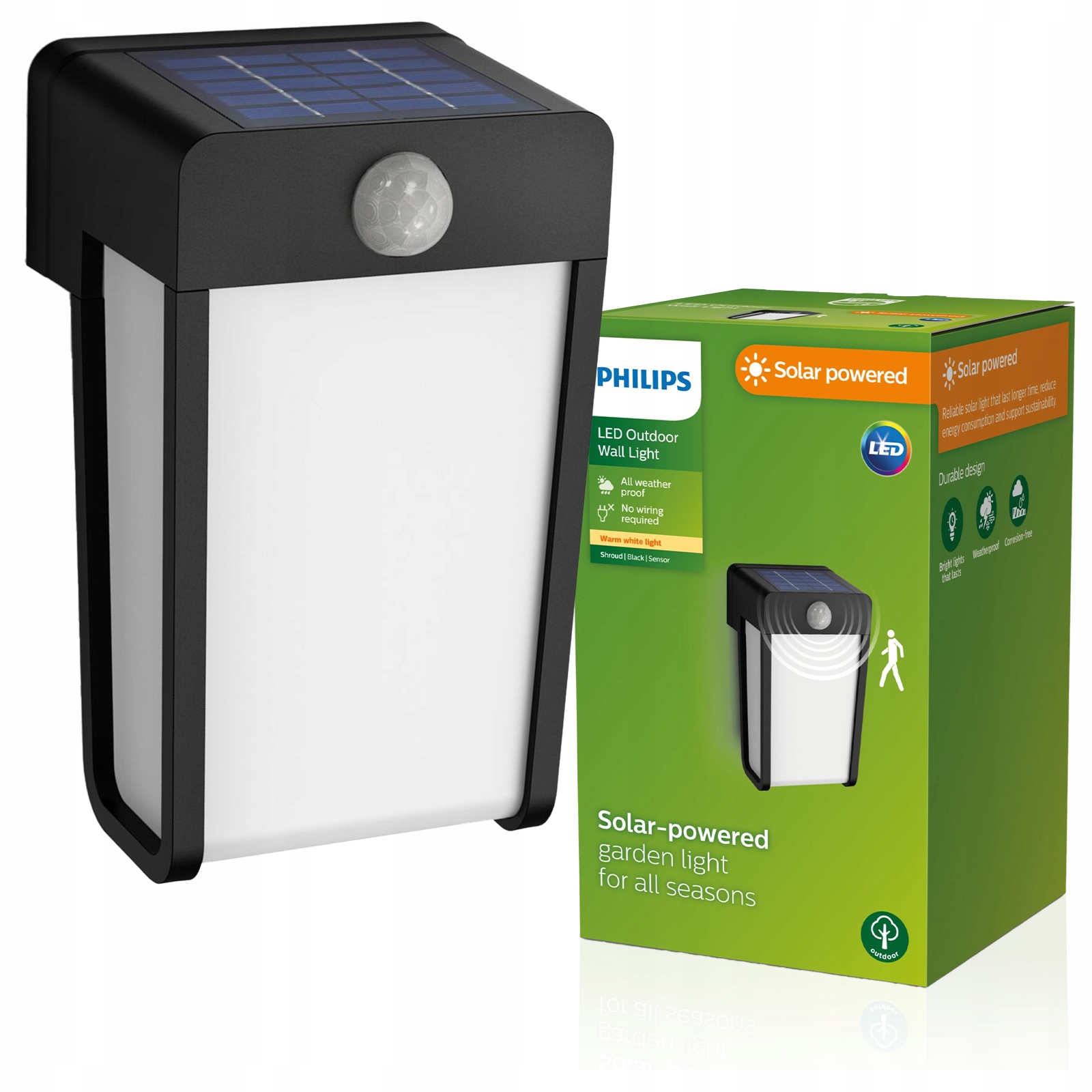 Led Zahradní Nástěnné Svítidlo Solární Venkovní Lampa s Pohybovým Senzorem IP44 Philips