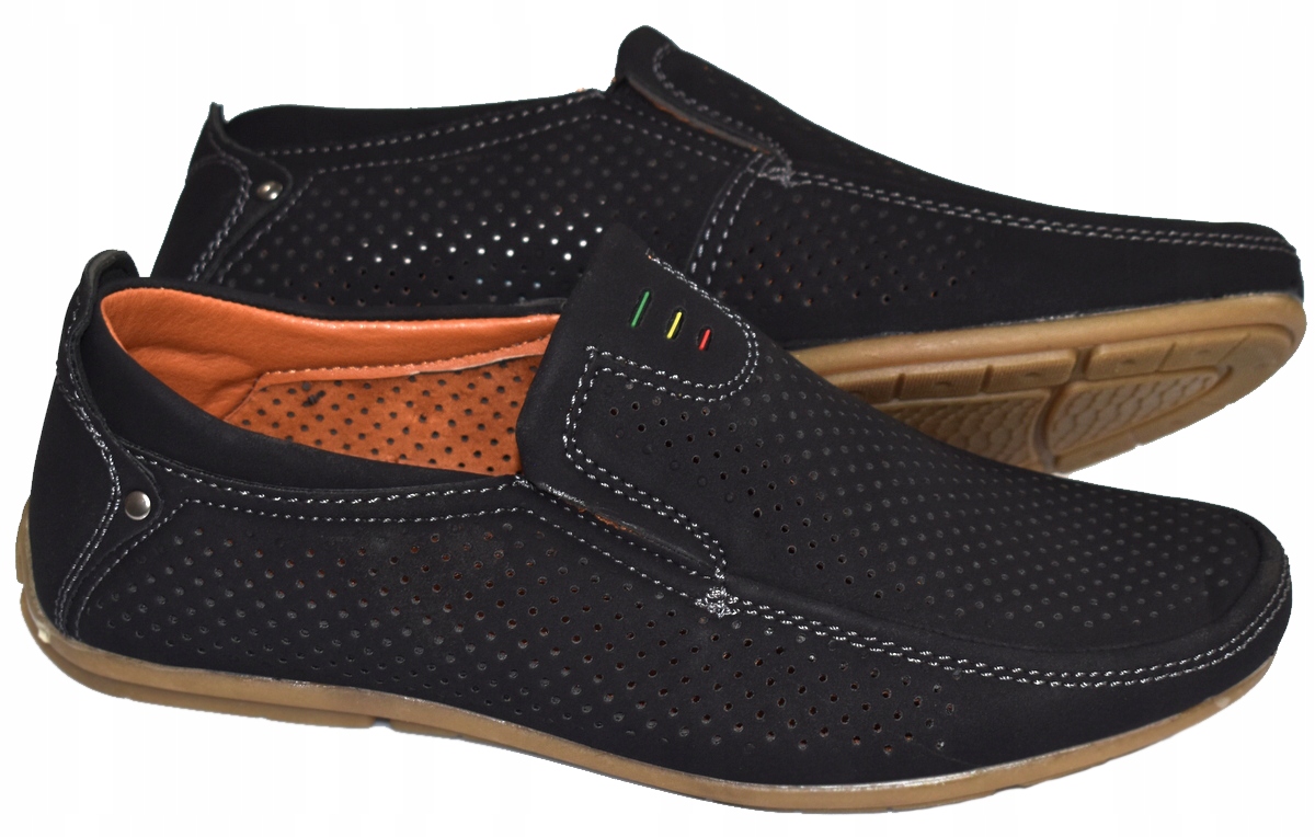 BESSKY Mokasyny Czarne Lekkie Półbuty Wsuwane Zamsz Wizytowe 24,5 cm - 38 Rozmiar (new) 38