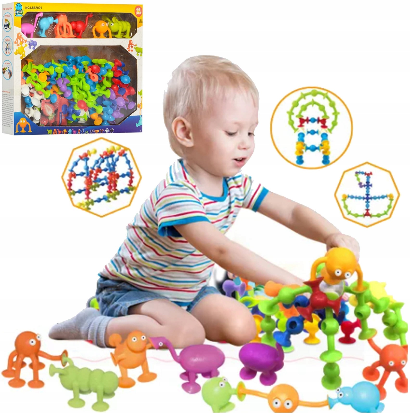 PRZYSSAWKI RZUTKI KLOCKI KONSTRUKCYJNE KOLOROWE Rodzaj 3D