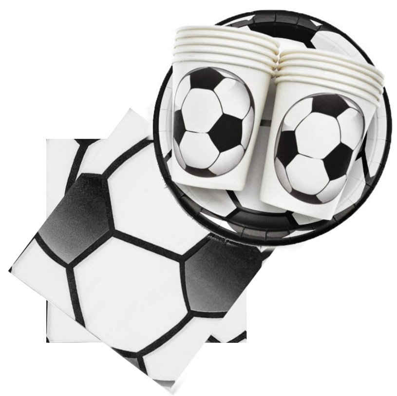 

Zestaw kubki talerzyki piłka football na 12 osób