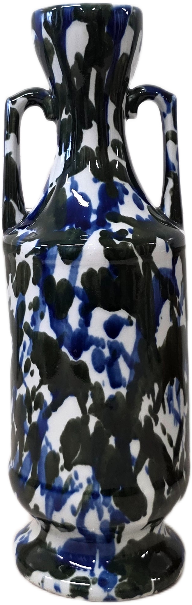CERAMICZNY WAZON Z UCHWYTAMI KOLOROWE PLAMY
