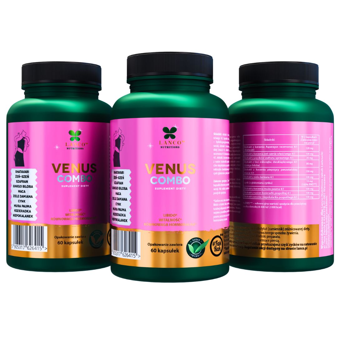 Lanco VENUS COMBO 60kaps wsparcie: KOBIECE LIBIDO PMS RÓWNOWAGA HORMONALNA Nazwa inna