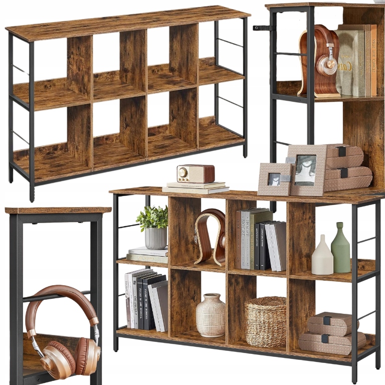 Regál pod televízor s 8 priehradkami Loft Rustikálna Rtv skrinka Polička Organizér