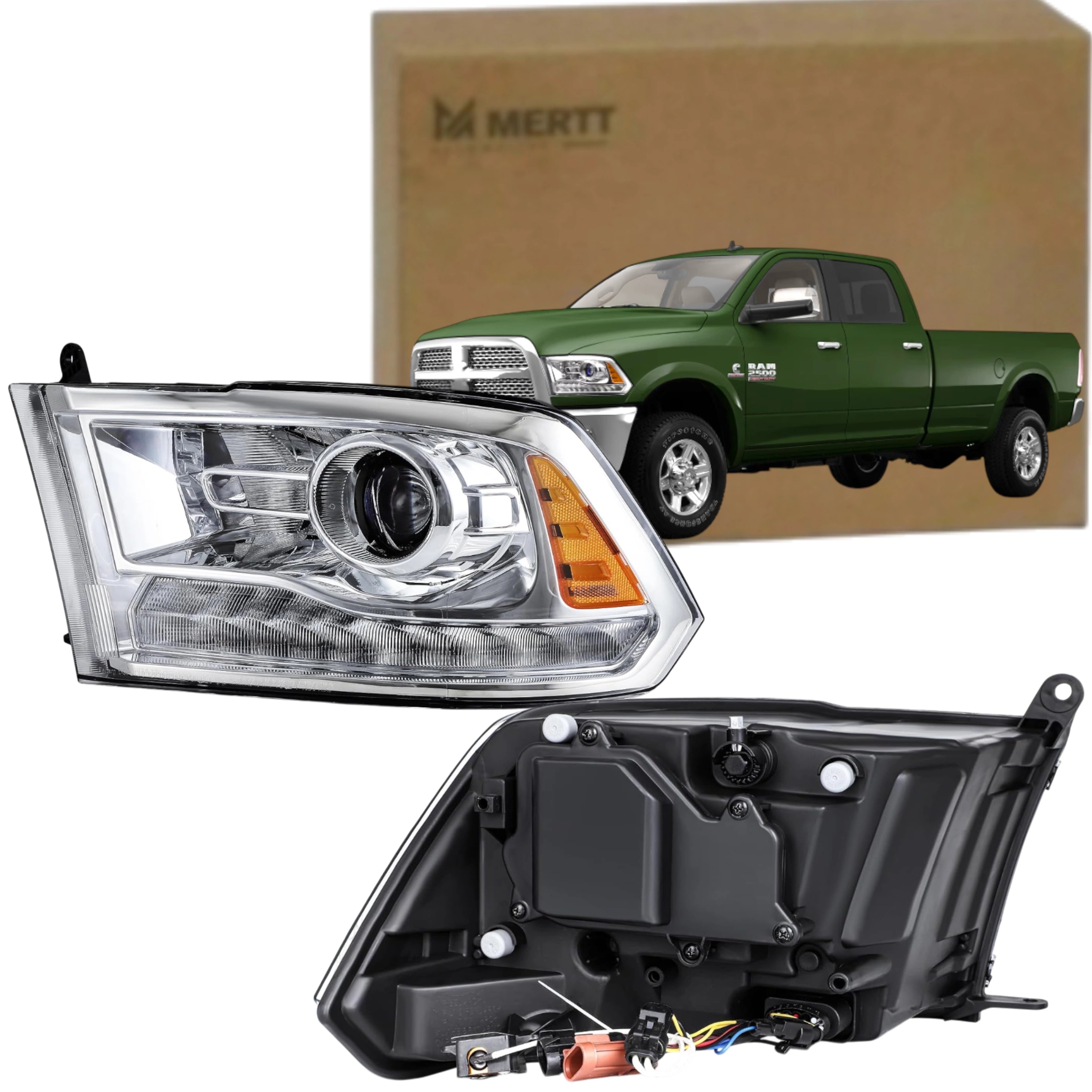 Levý Světlomet Přední Světlo Dodge Ram 2008-2018 68093221AD Evropa Stříbrná