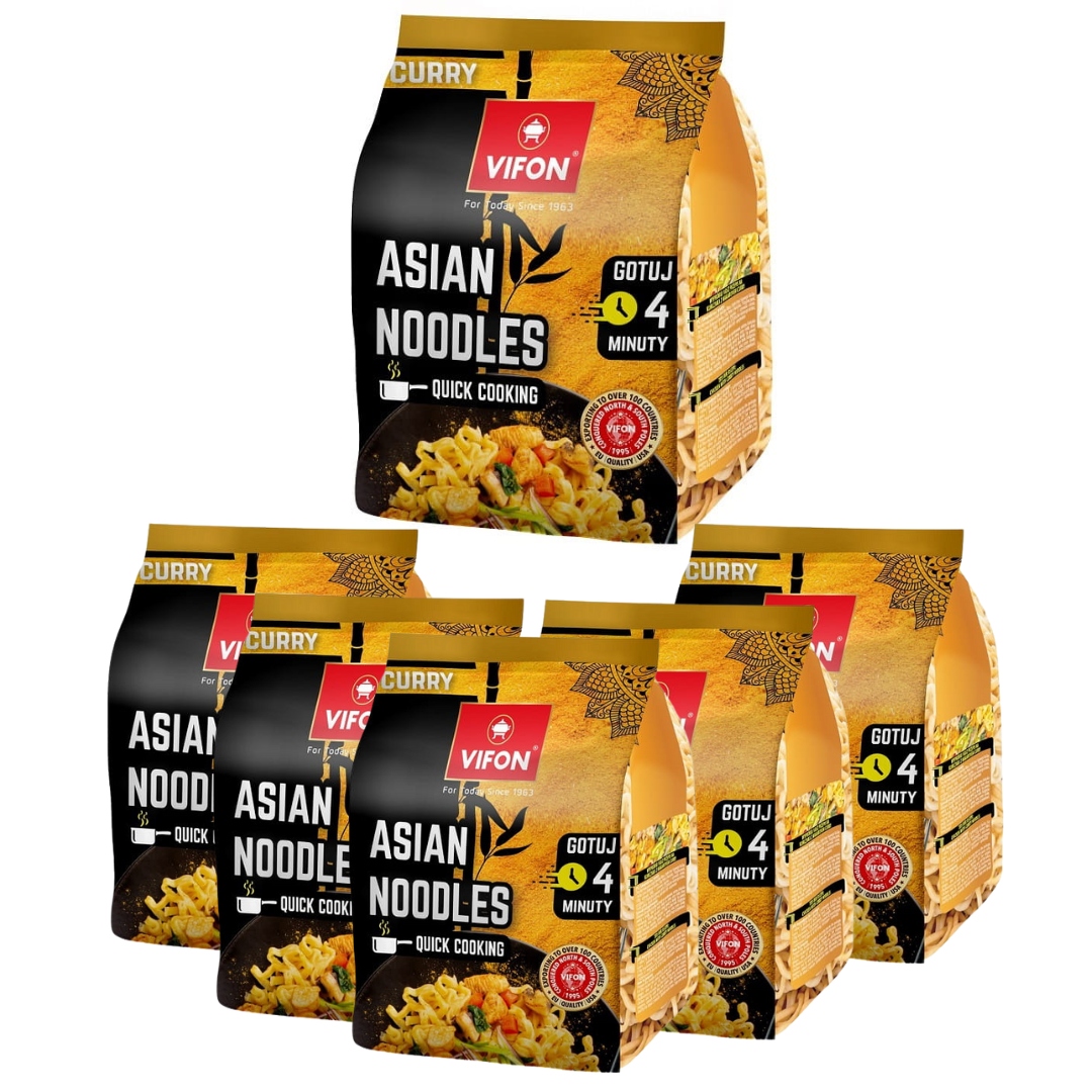 MAKARON PSZENNY NOODLE Z CURRY VIFON ASIAN NOODLES DO GOTOWANIA 300g x 6