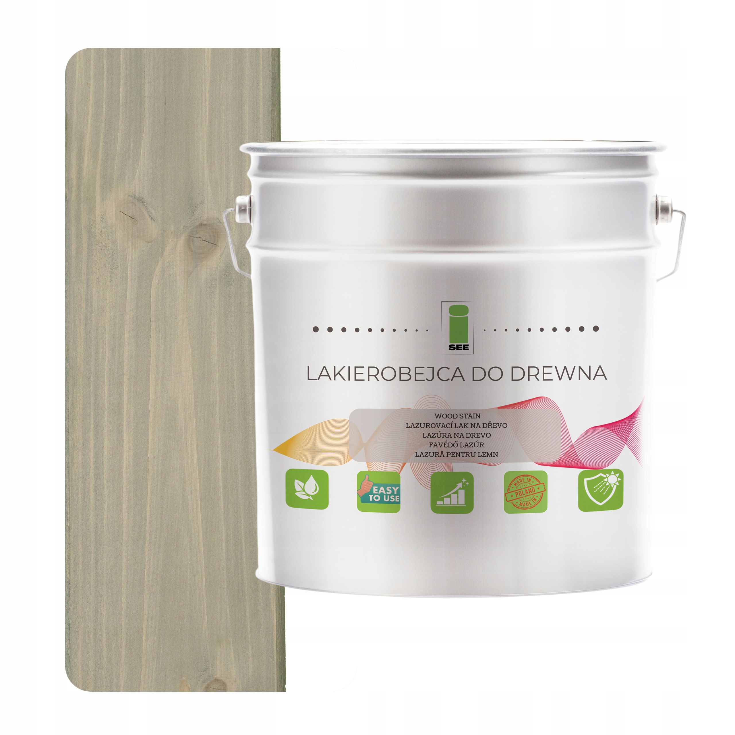 Lak na dřevo šedý, hydrofobní, bez zápachu, satén 3v1 2,5L 7001