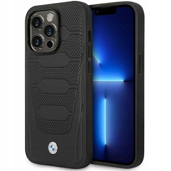 Etui Bmw Leather Seats Pattern MagSafe na iPhone 14 Pro Max czarne