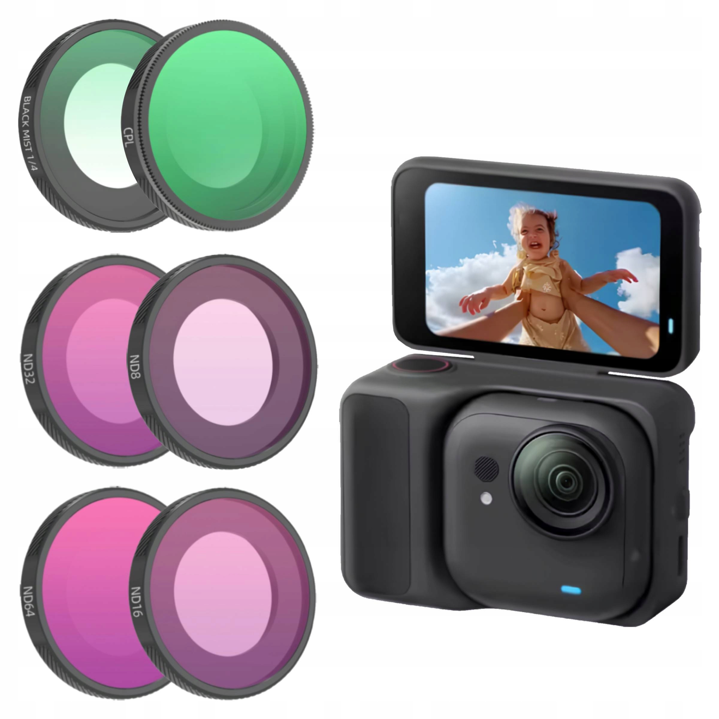 6X Filtr pro kameru Insta360 Go Ultra Cpl ND8/16/32/64 Black Mist 1/4