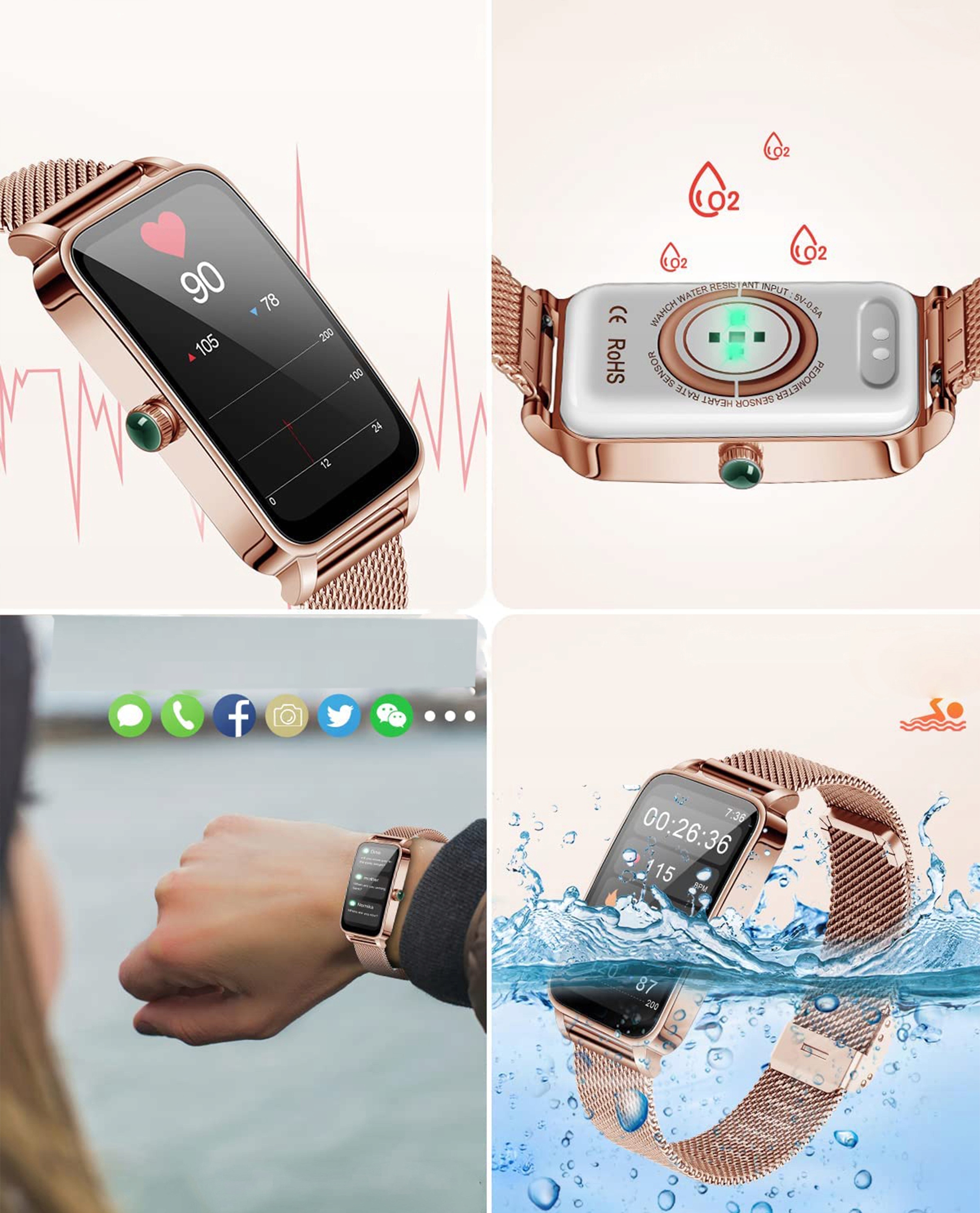 SMARTWATCH ZEGAREK WATCH SMARTBAND BAND PRO SMART MENU PL SPORT DAMSKI PULS EAN (GTIN) 5906306118430
