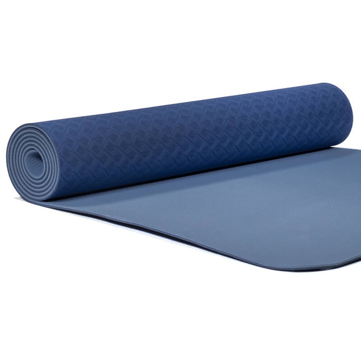 Komfortní podložka na jógu Yogi Yogini 5 mm modrá, protiskluzová, relaxační, domácí