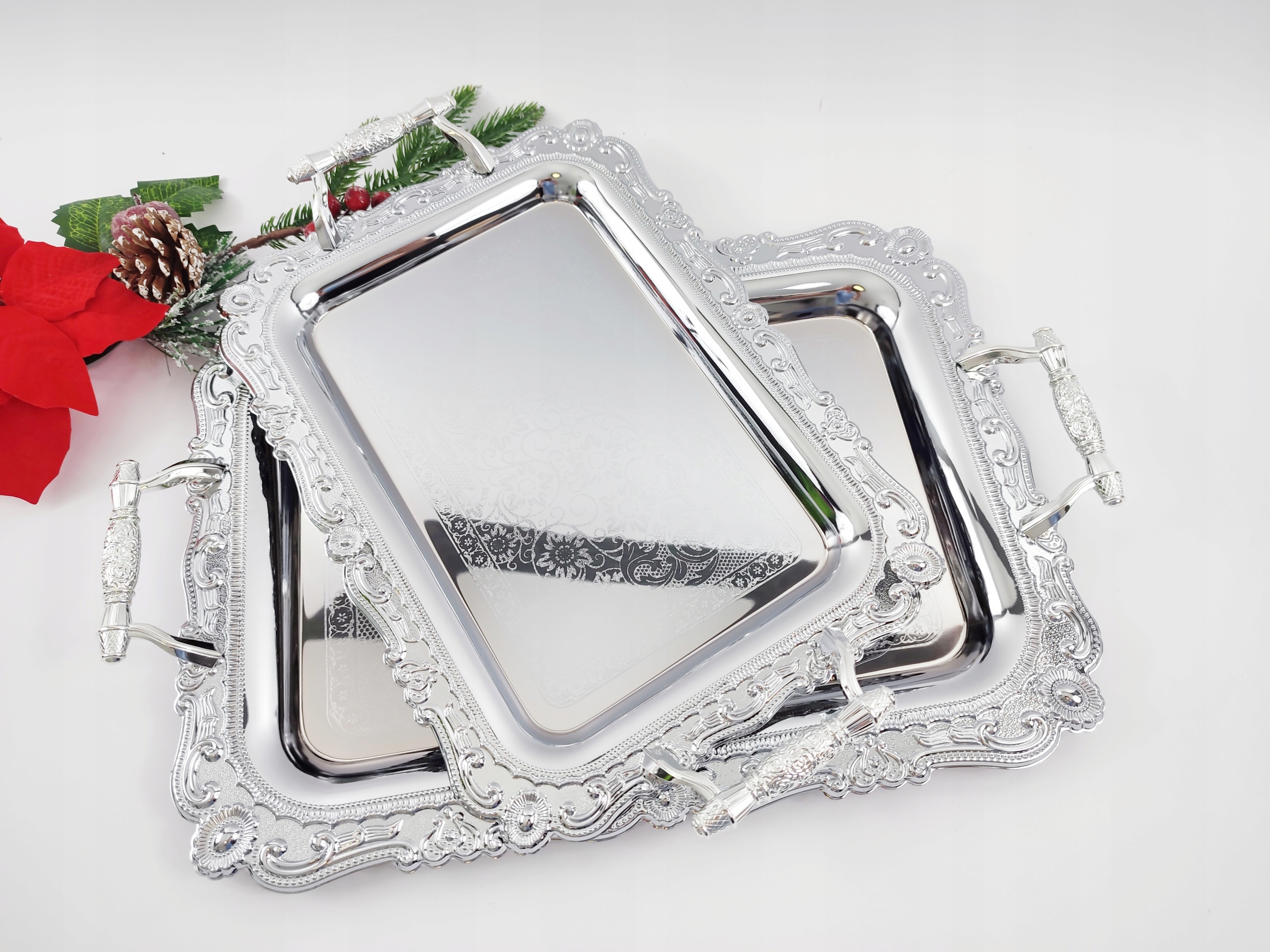 Podnosy Sada 2 Tgl. Silver X974