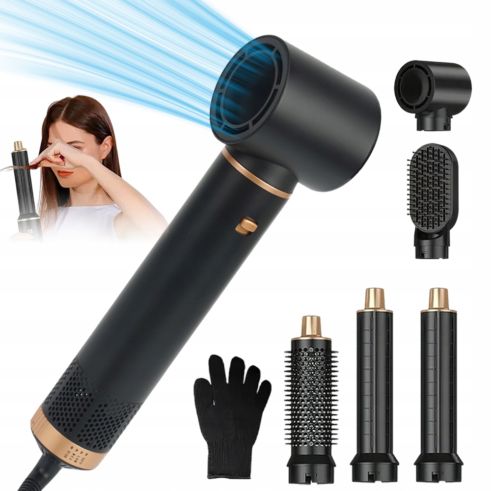 Rotační fén s horkým vzduchem pro kadeře a lesk