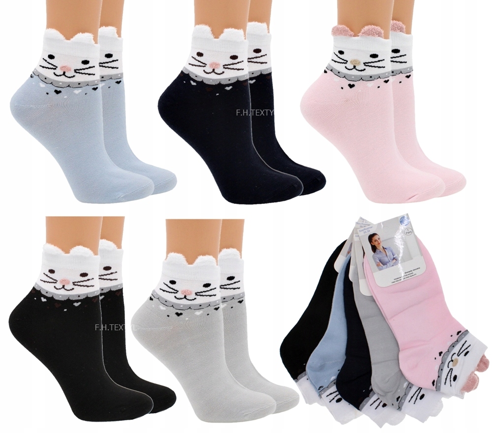 

5x Par Bawełniane skarpetki damskie stopki 35-39