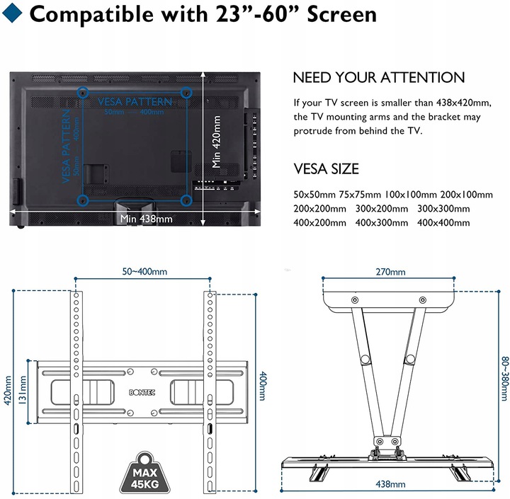 Držák TV Bontec MF400EU-v03 Model MF400EU-v03