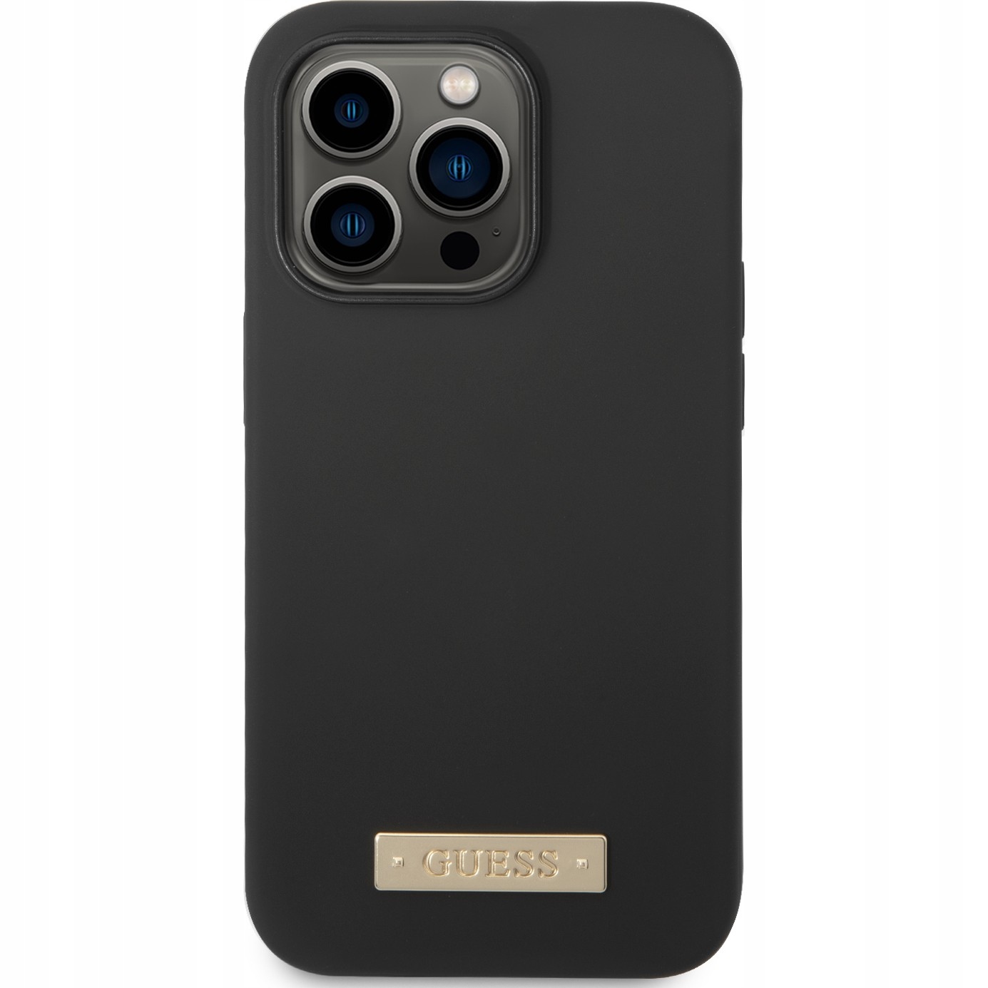 Guess Silicone Logo Plate MagSafe – Pouzdro pro iPhone 14 Pro (černé)